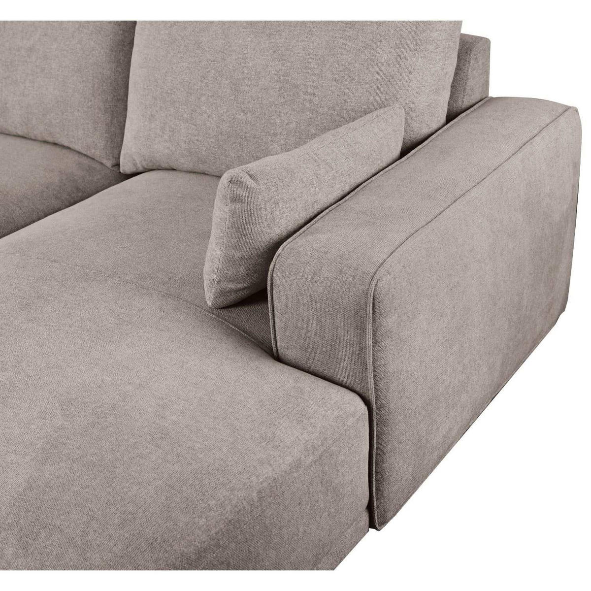 ECKSOFA Webstoff Sand - Beige/Schwarz, Holz/Textil (305/105cm) - Furnhouse