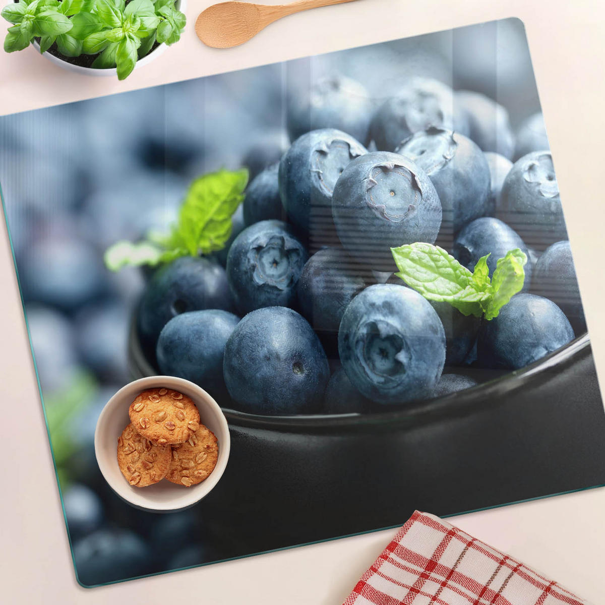 GLASPLATTE 60x52 cm Blaubeeren - Blau, Glas (60/0.4/52cm) - TULUP