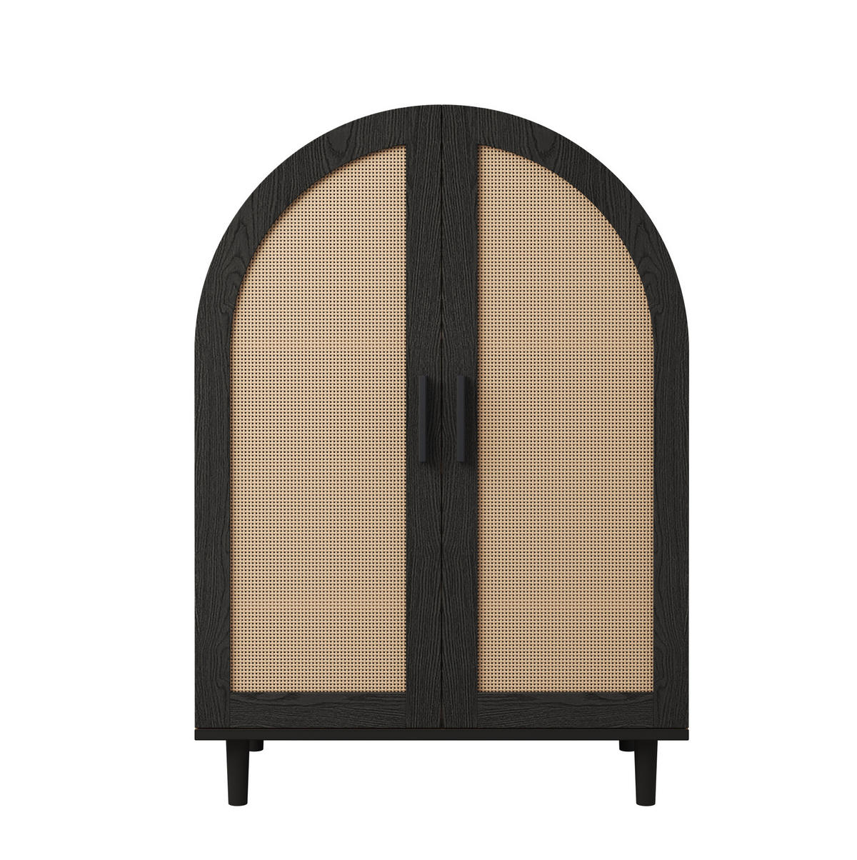 SCHUHSCHRANK mit Rattantüren 70 x 40 x 100 cm Natural Black - Schwarz, Holzwerkstoff (40/100/70cm) - Beauniv