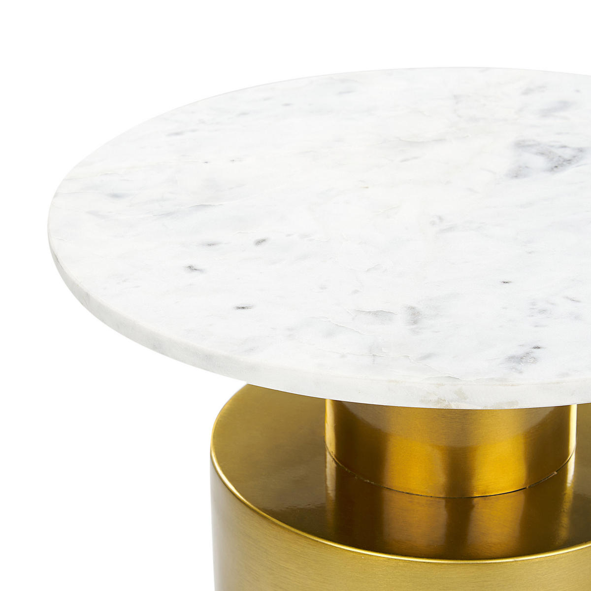 BEISTELLTISCH Metall/Marmor gold/weiß rund 40 cm Ariaga - Goldfarben/Weiß, Metall (40/40/47cm) - Beliani