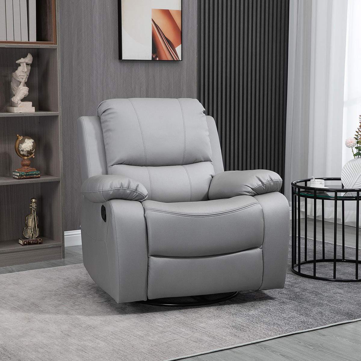 RELAXSESSEL, Polyester, Schaumstoff Grau - Grau, Kunststoff (100/98/93cm) - HOMCOM