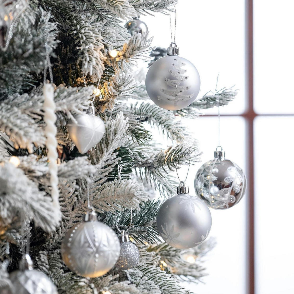 WEIHNACHTSKUGELN 70-teiliges Set Kunststoff Silber Weiß - Silberfarben, Kunststoff (6/6/6cm)