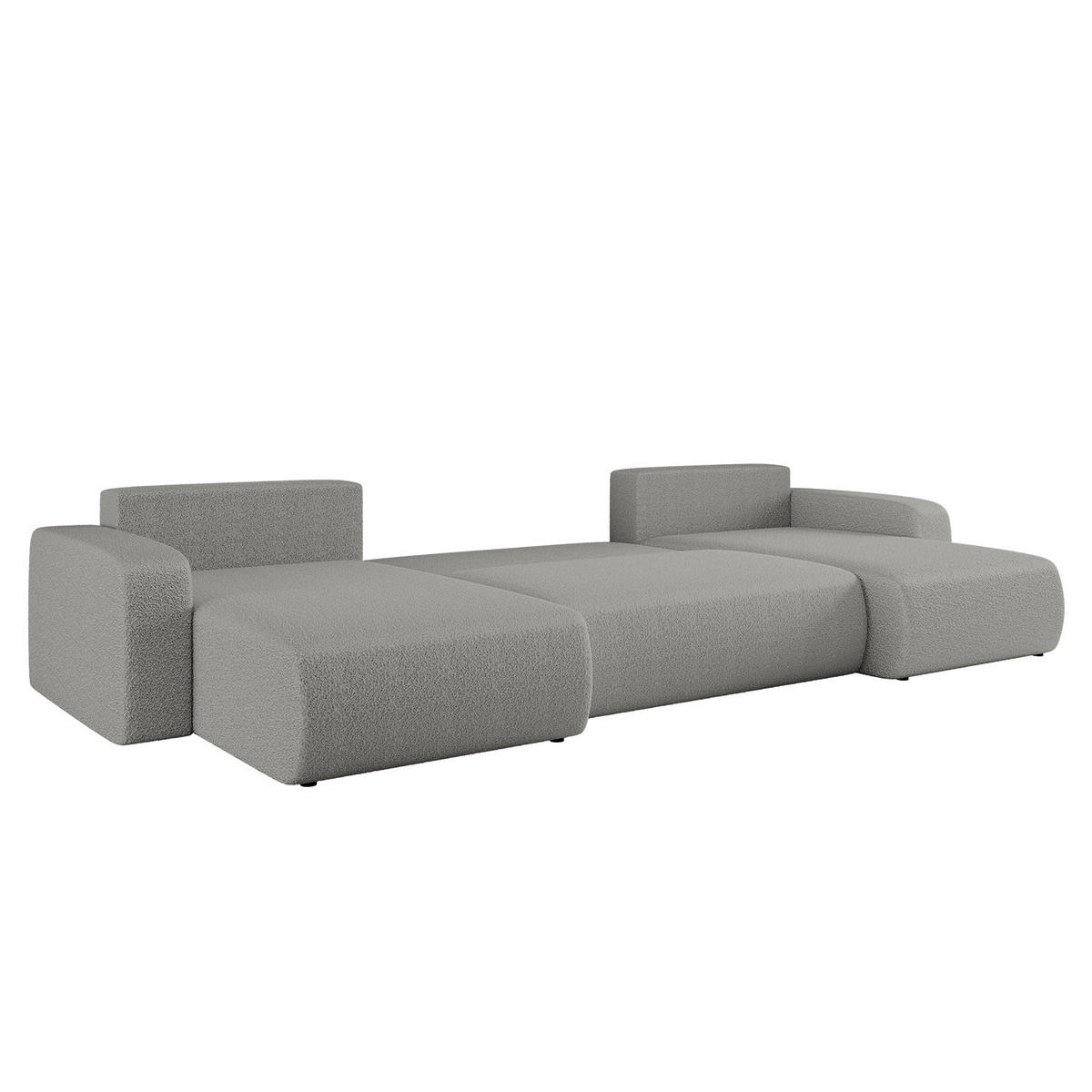 ECKSOFA U-Form Mit Schlaffunktion Und Bettkasten MILANO Stoff Grau - Grau, Holz (312/145cm) - Kaiser Möbel