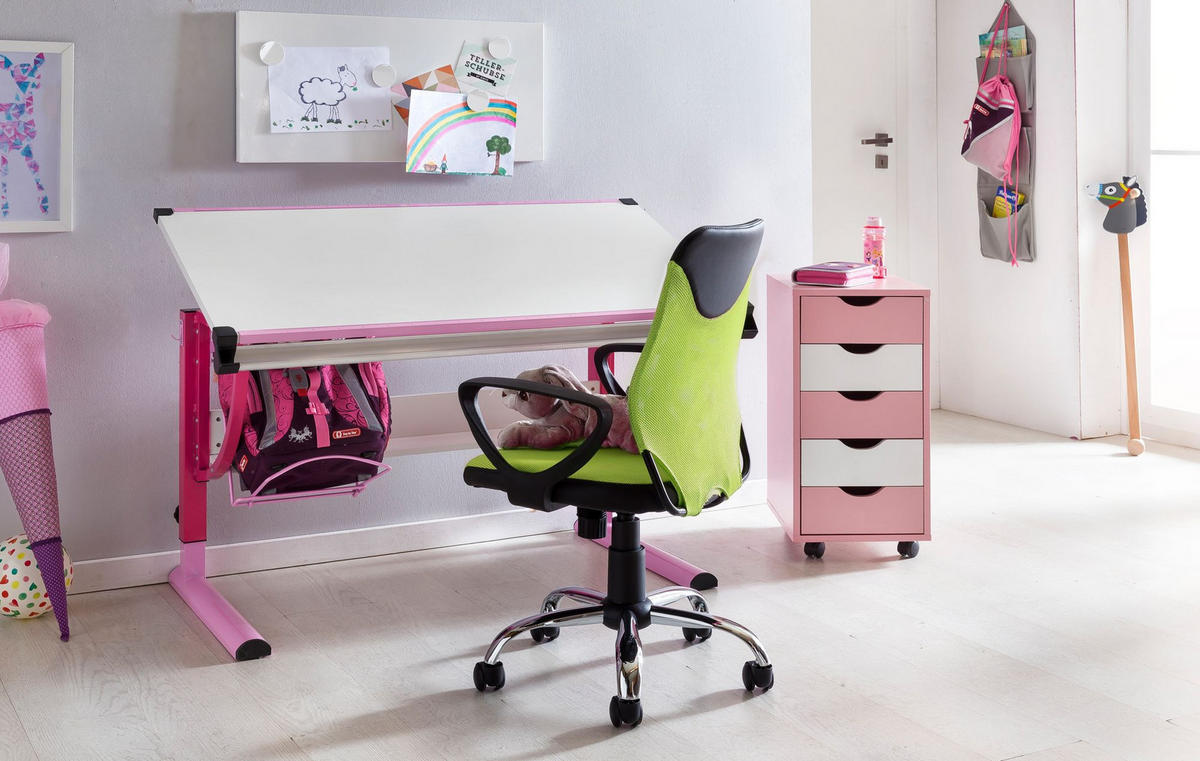 JUGENDDREHSTUHL Nylon Ergonomisch Höhenverstellbar DAVOS, Grün 60x60x101 cm - Silberfarben/Schwarz, Textil/Metall (60/101/60cm) - KADIMA DESIGN