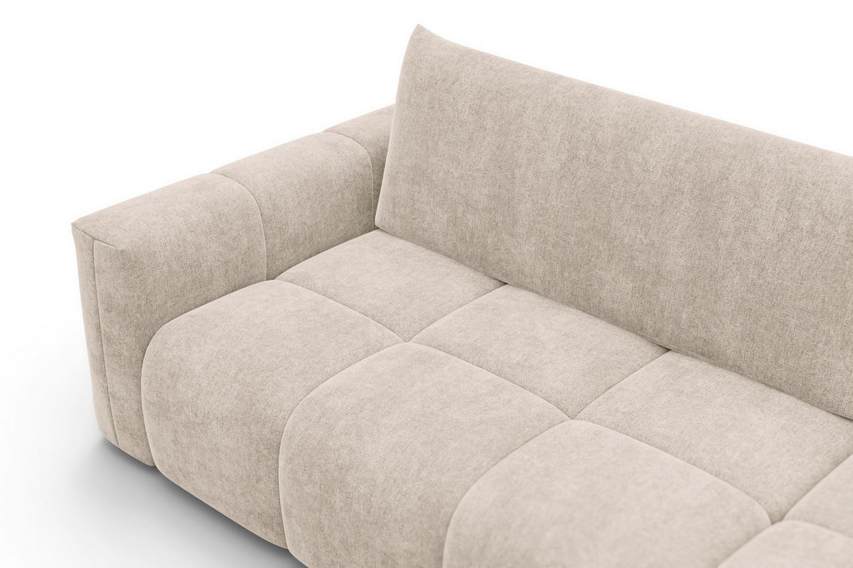 ECKSOFA VERONA 4-Sitzer rechts, Beige - Beige/Schwarz, Holz/Textil (266/173cm) - Courtois Laville