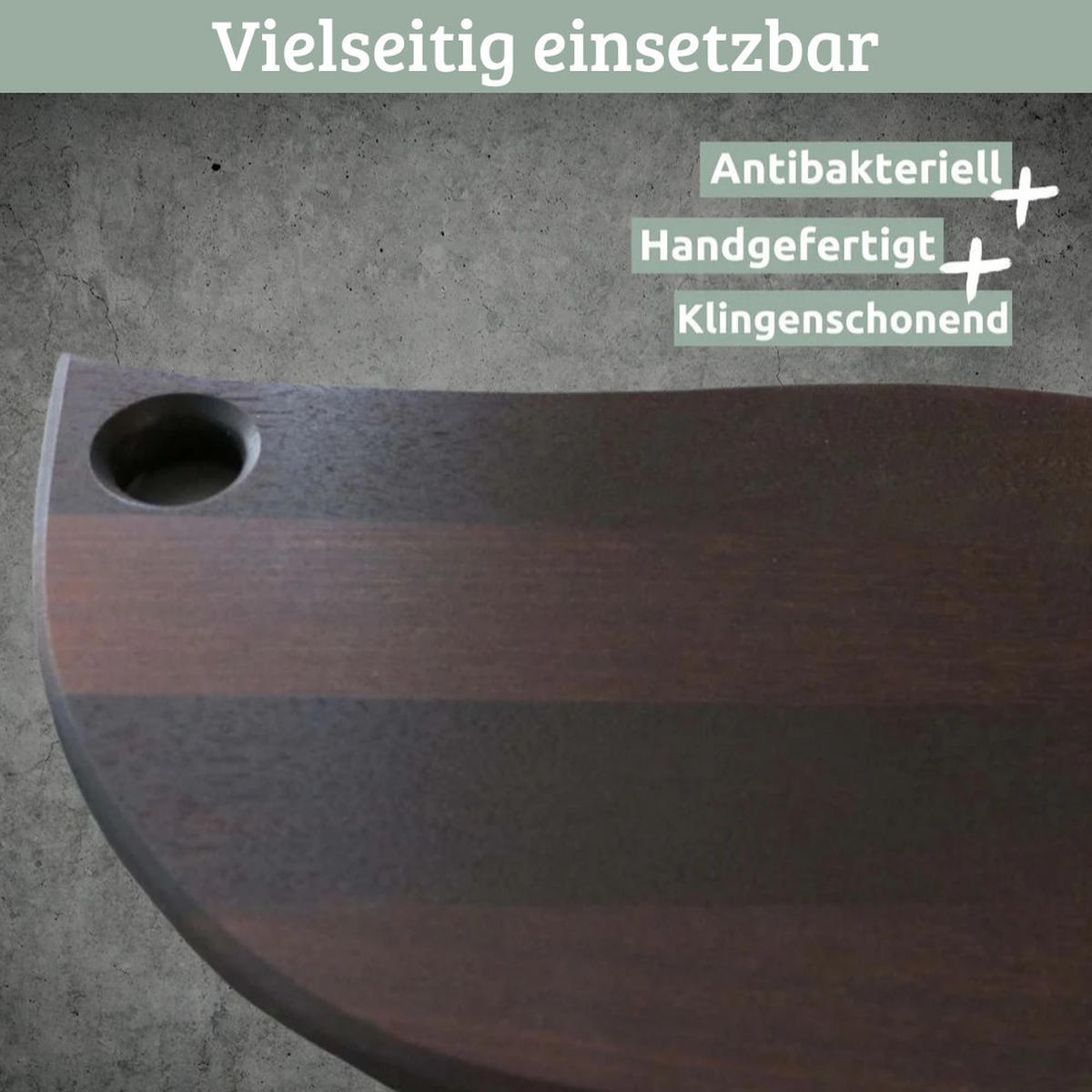 SCHNEIDEBRETT Holz groß OLLI mit Griff 39x18 cm Birkenholz - Braun, Holz (39/18cm) - DELUKE