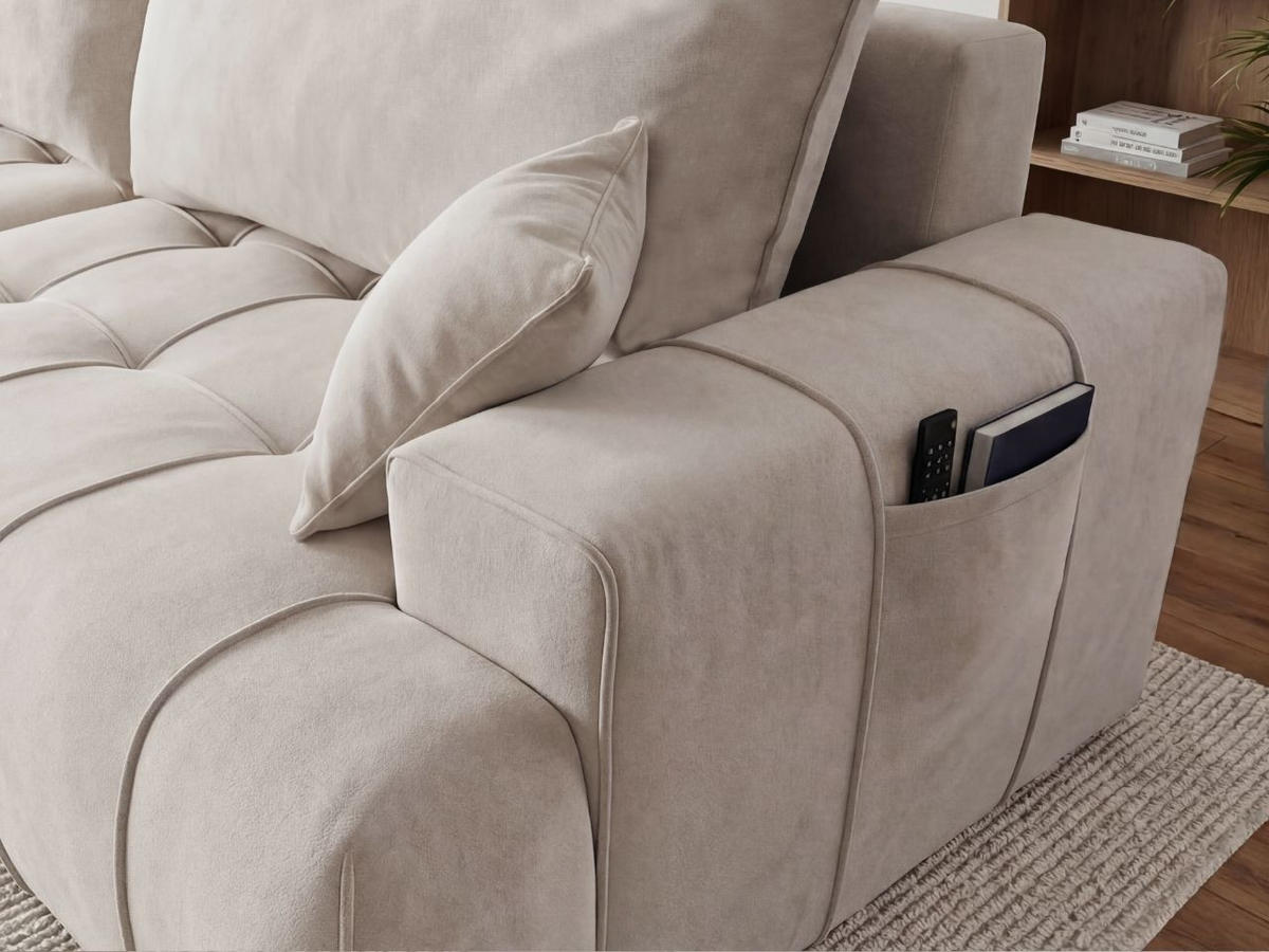 ECKSOFA Tulio Beige Links - Beige, Holz/Textil (270/165cm) - Graingold