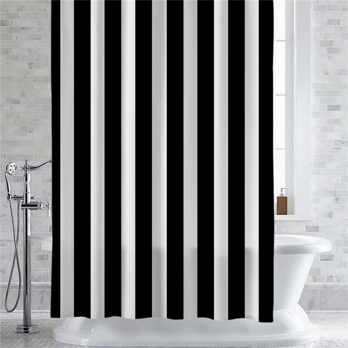 DUSCHVORHANG Schwarz Weiß gestreift 180 x 210 cm wasserdicht Dekoration für Zuhause Badezimmer - Multicolor, Textil (210/180cm) - MCBOSON