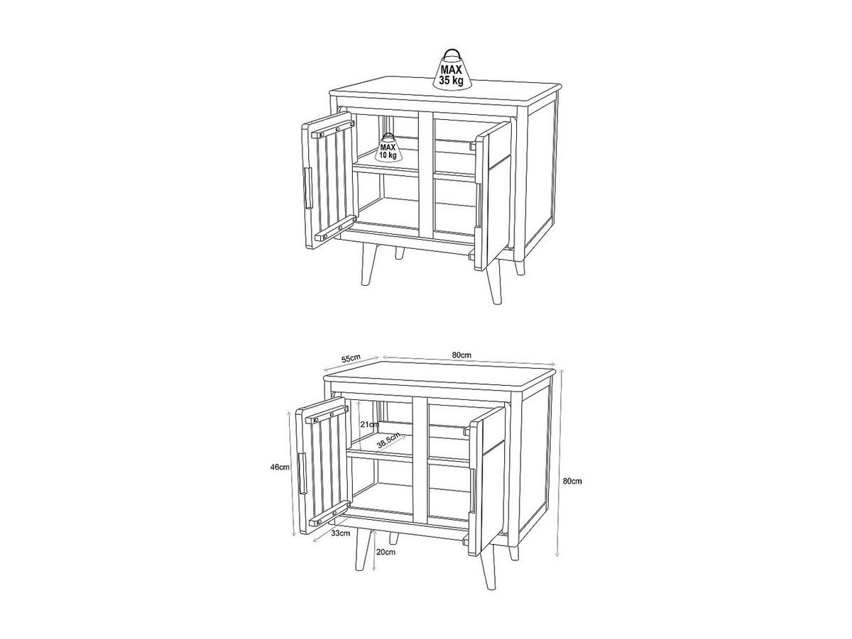 WASCHBECKENUNTERSCHRANK - 80 cmcm x 55 cmcm - Holz, Platte - Naturfarben Hell - BINTUNI - Naturfarben, Holz (80/80/55cm) - Vente-Unique