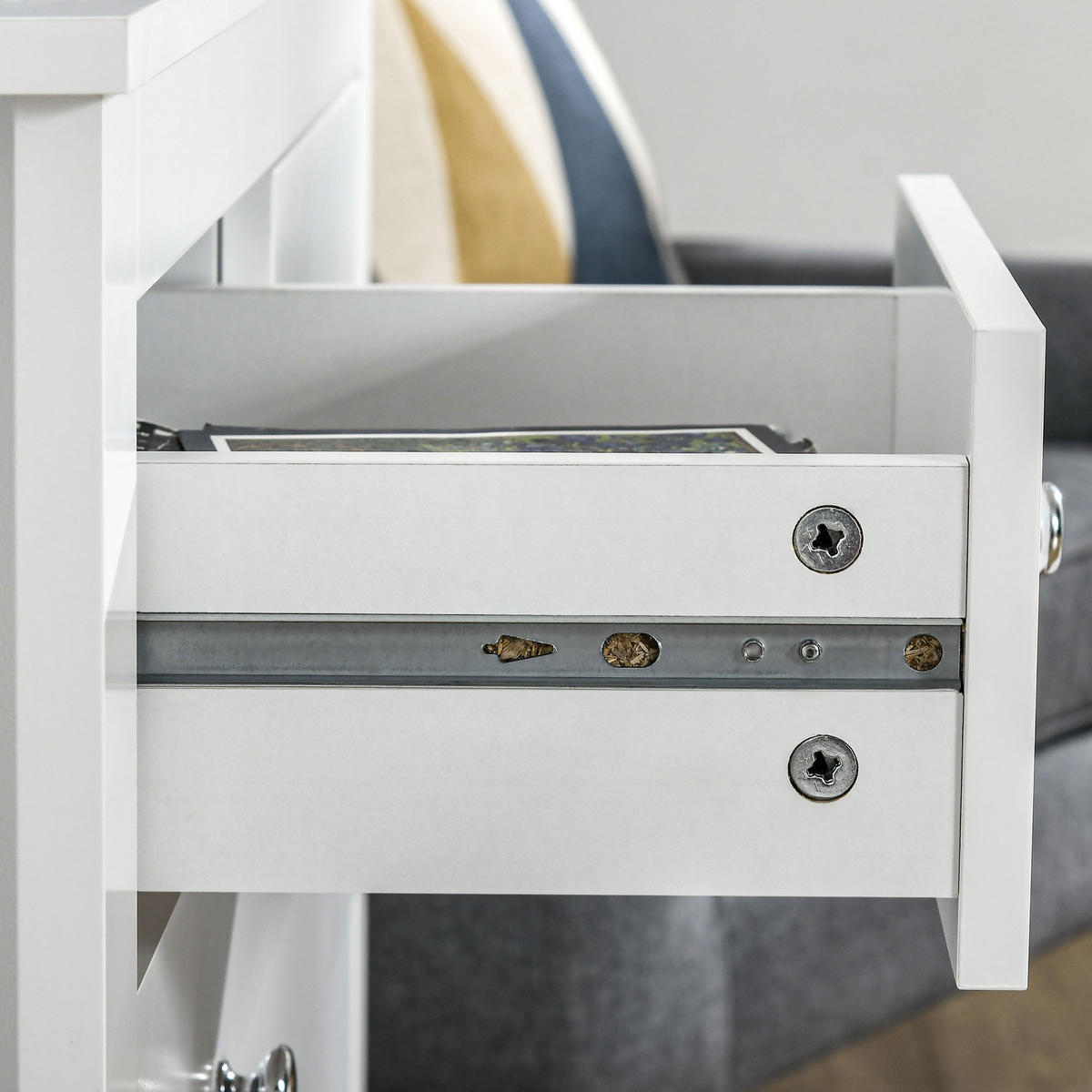 KOMMODE Beistellschrank mit 5 Schubladen Sideboard mit Anti-Kipp-Schutz Weiß - Weiß, Metall (39.5/80.5/79cm) - HOMCOM
