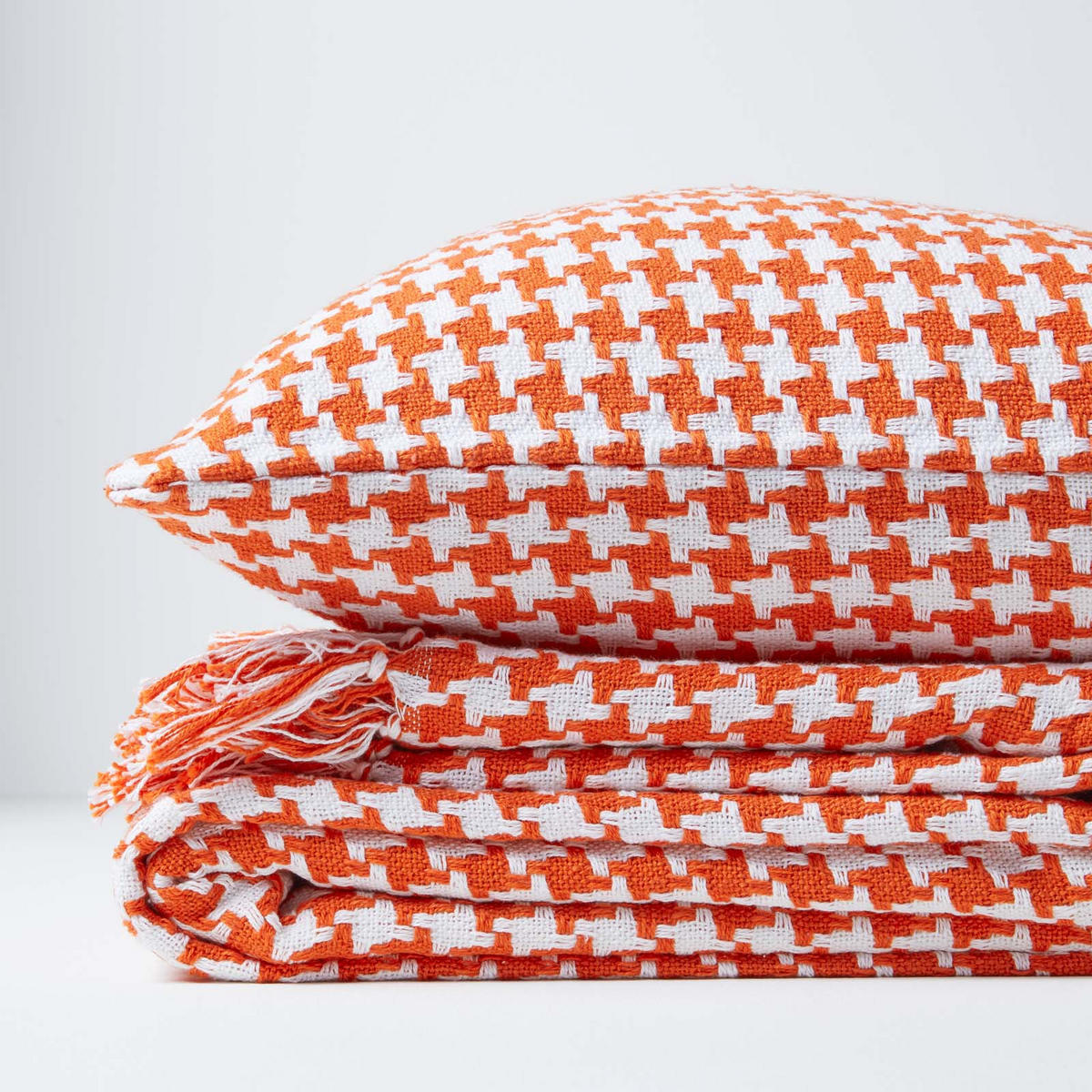TAGESDECKE 255/360 cm, Hahnentritt-Muster - Orange, Textil (255/360cm) - Homescapes