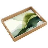 SERVÍROVACÍ PODNOS Vlny - abstraktní - světle zelená - ornamentální 40x30 cm - zelená barva, dřevo (40/5/5cm) - OnlyWow