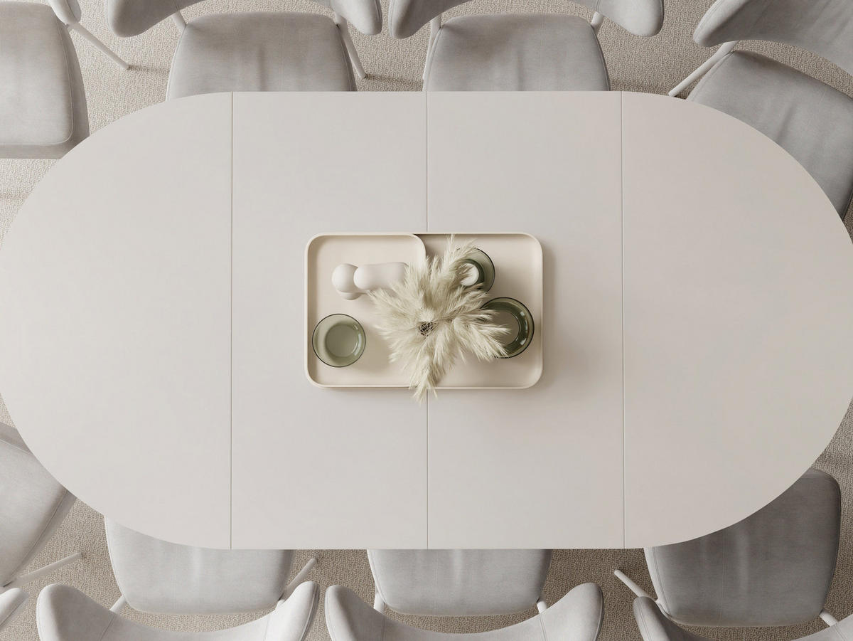 ESSTISCH Clara runder ausziehbarer, Kaschmir Grau Beige 120-200/120/76 cm - Kaschmir/Beige, Holzwerkstoff/Metall (120/200/76cm) - WFL GROUP