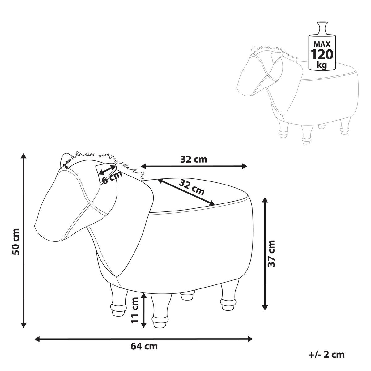 TIERHOCKER Horse 64/33/50 cm - Braun, Kunststoff/Textil (33/50/64cm) - Beliani