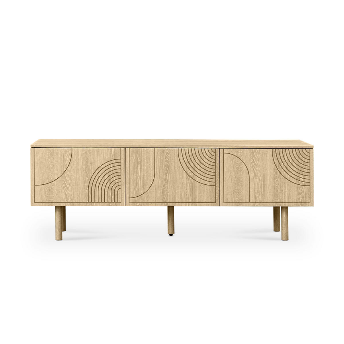 TV-LOWBOARD Saskia 160cm 3 Türen Eichenoptik Skandinavischer - Eichefarben/Kieferfarben, Holz (160/55/40cm) - Sicaan