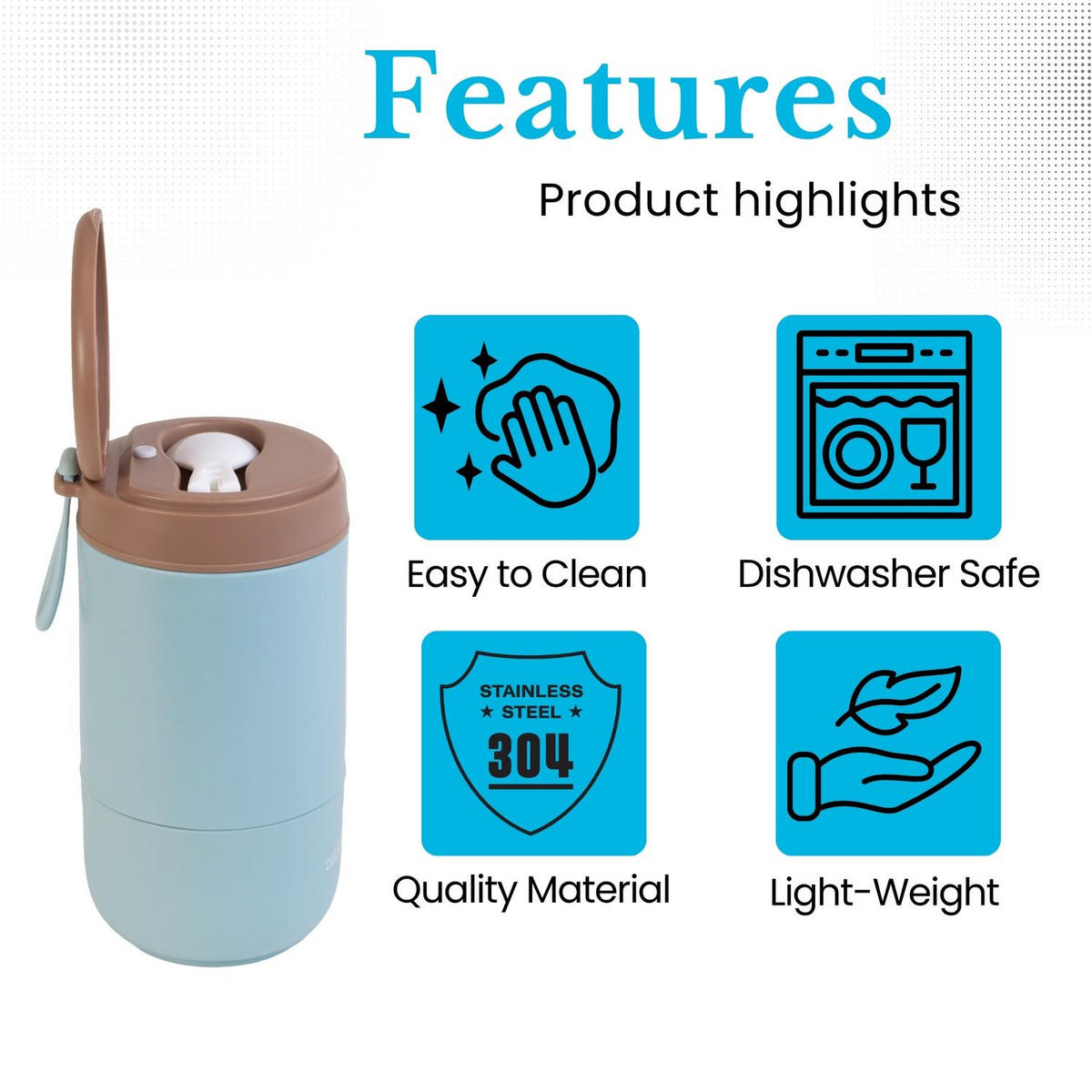 THERMO LUNCH BEHÄLTER 270/370 ml - Blau, Metall (0.37L) - Intirilife