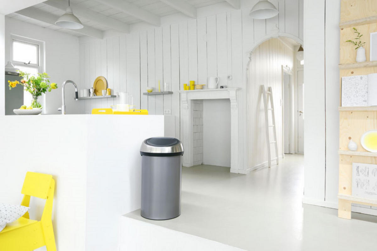 MÜLLEIMER Mit Soft Touch Öffnung 60 Liter 71 x 40 x 40 cm Metall Platin - Grau, Metall (40/71/40cm) - PROREGAL
