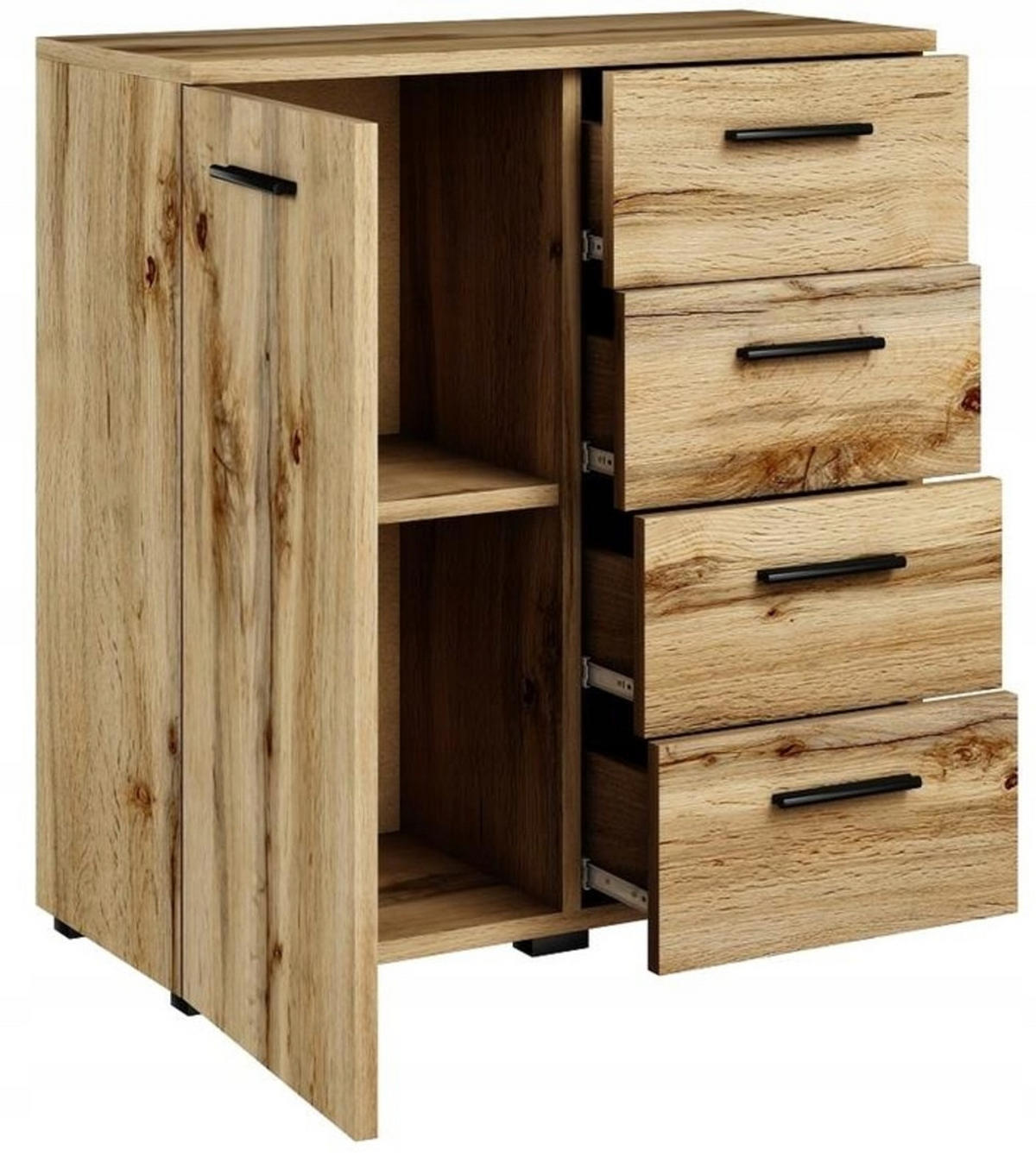 KOMMODE Helena 1D4S Wotan Eiche 80/35/84,5 cm - Eiche Wotan, Holzwerkstoff (80/84.5/35cm) - Matkam Möbel