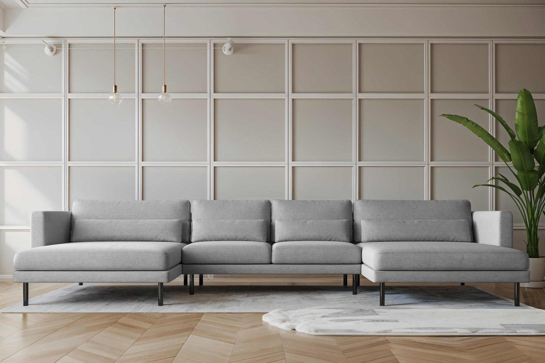 ECKSOFA DANI In U-Form Stilvolles Stoff Verita Grau - Grau, Holz/Textil (174/391cm) - Kaiser Möbel