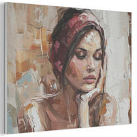 AKUSTIKBILD Frau - Lackierung - Porträt - Modern Wanddeko 70x50 cm - Altrosa, Kunststoff (70/50/0.9cm) - MuchoWow