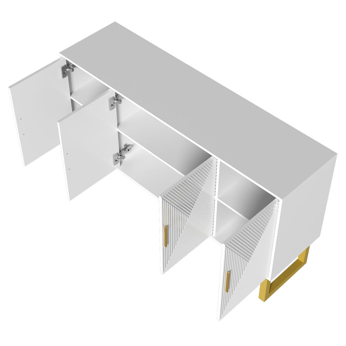 BUFFETSCHRANK 100/47/187 cm mit LED-Beleuchtung, Kabellöchern und verstellbaren Fächern, Grau/Natur - Naturfarben, Holzwerkstoff (100/187/47cm) - Redom