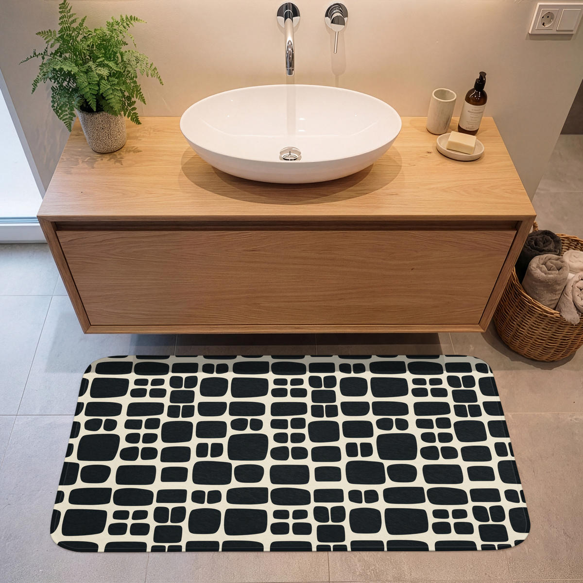 KOUPELNOVÁ PŘEDLOŽKA Moderní - organické - černé 120x60 cm - antracitová, textil/plast (120/60cm)