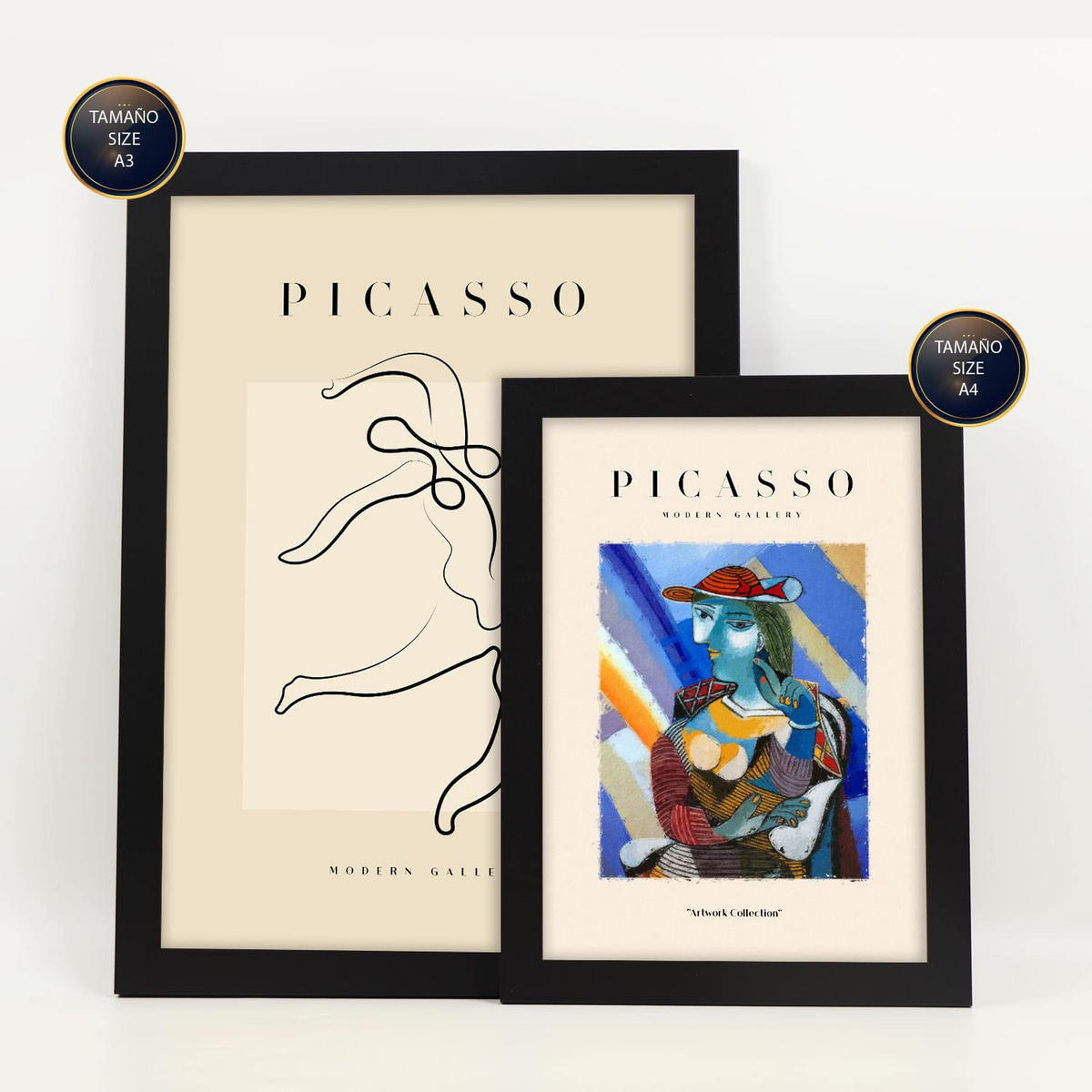 POSTER Set Mit 6 Schwarze Tintenharmonie Größe A3 & A4 Schwarzer Rahmen - Schwarz, Papier (29.7/1cm) - Nacnic