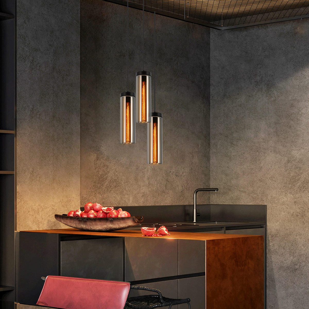 HÄNGELEUCHTE Marsden 22/22/158 cm - Schwarz, Metall (22/22/158cm) - Nettlife