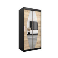 SCHWEBETÜRENSCHRANK 200/100/62 2-türig - Silberfarben/Schwarz, Holz/Kunststoff (100/200/62cm) - Abiks Möbel