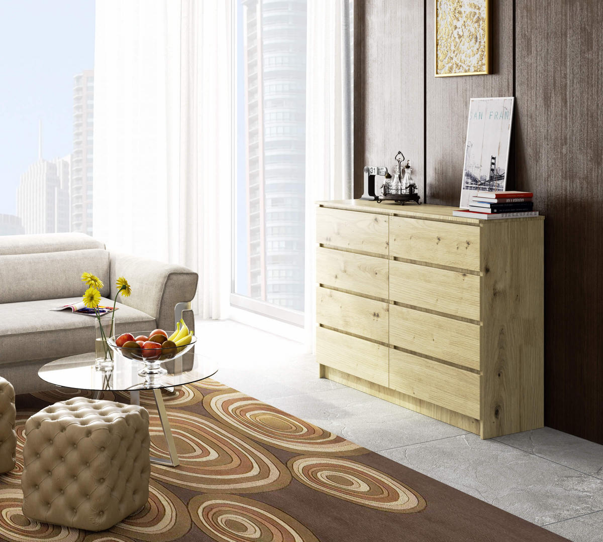 KOMMODE Eiche Artisan 99/138/40 - Eiche Artisan, Holzwerkstoff (138/99/40cm) - RAUMHIRSCH FURNITURE