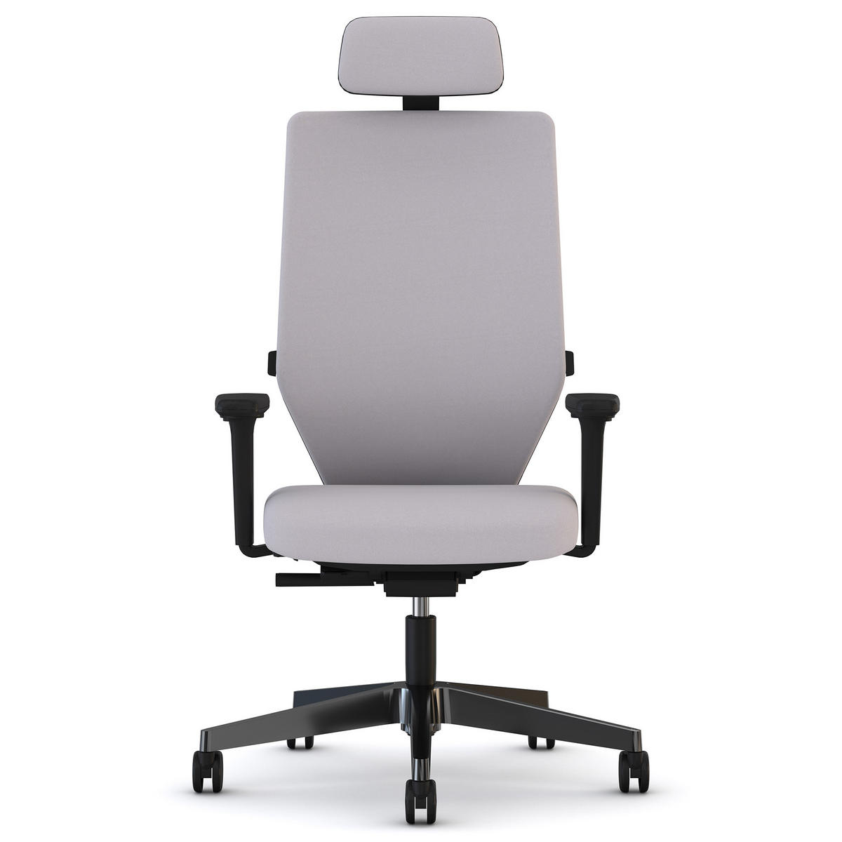 DREHSTUHL Bürostuhl Streamo mit Polsterrücken und Kopfstütze / wie Sitz Hellgrau Ergonomischer Polsterrücken - Hellgrau, Textil (48/132/63.5cm) - ASSMANN