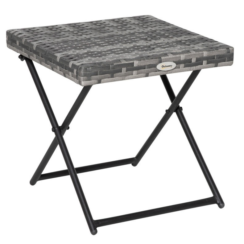 GARTENTISCH 40/40/40 cm grau aus Polyrattan klappbar - Grau, Kunststoff (40/40/40cm) - OKWISH
