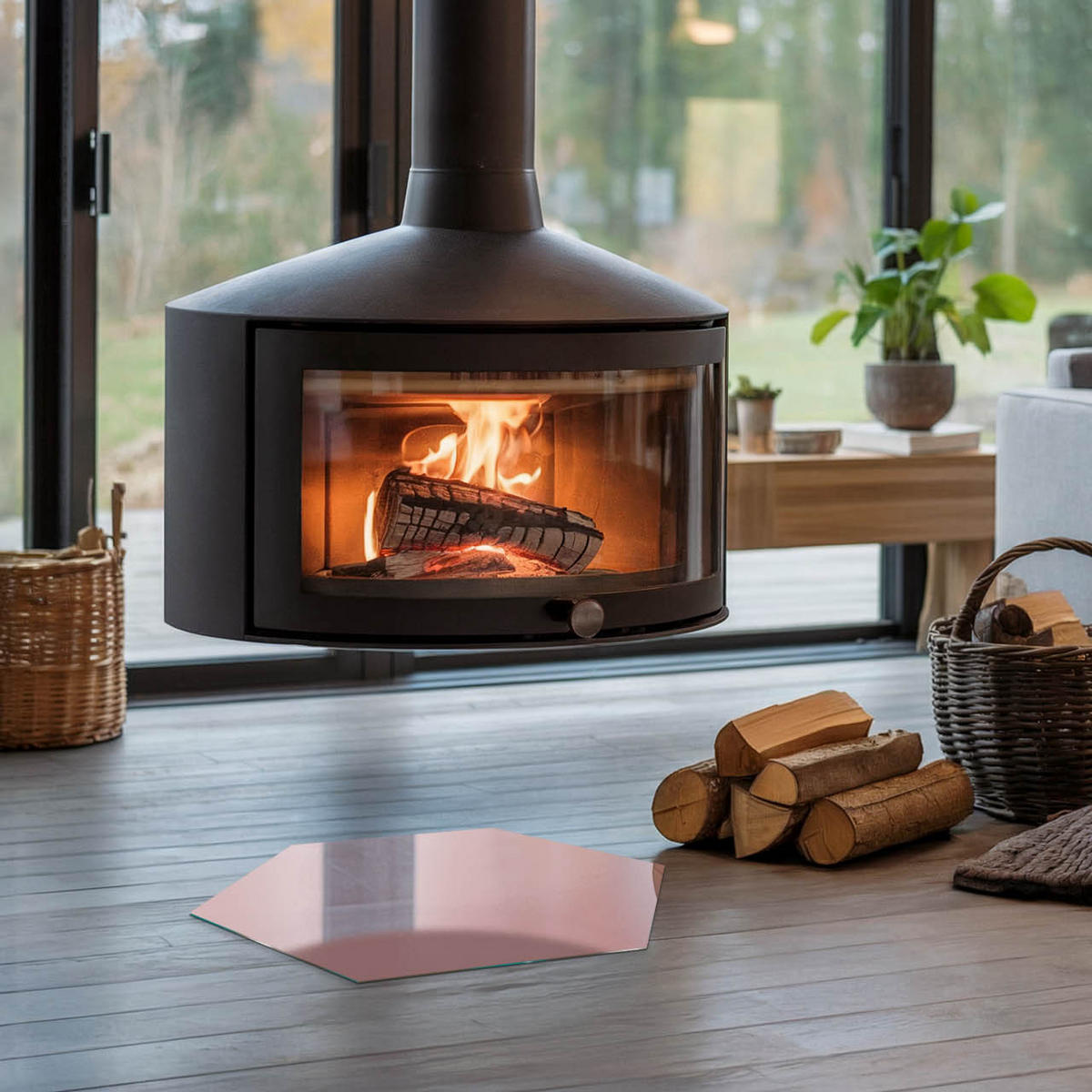 GLASPLATTE für Kamin h40 cm - Pink, Glas (40/40/0.4cm) - TULUP