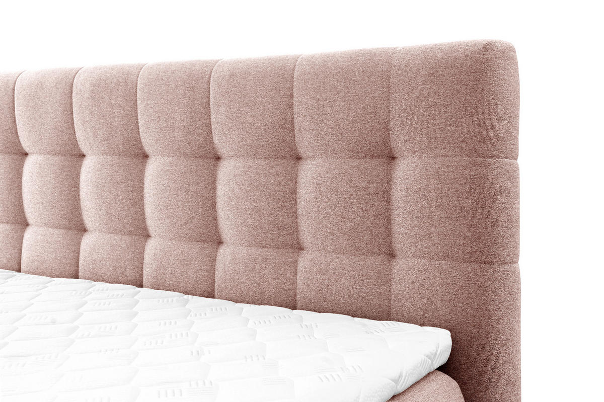 BOXSPRINGBETT BLAKE Bonellmatratze Topper 140x200 Puderrosa - Rosa, Holz (140/200cm) - Furnistar