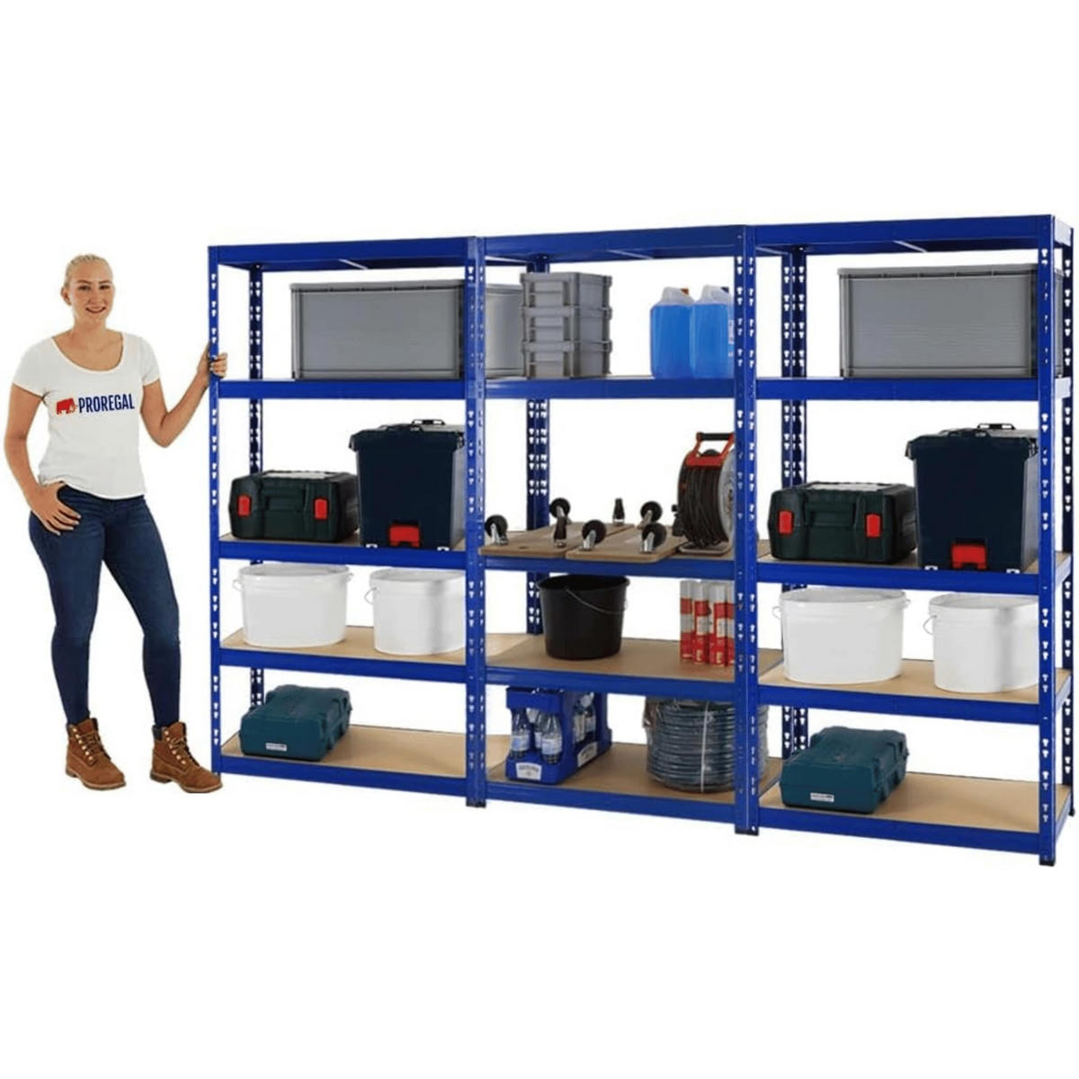SCHWERLASTREGAL Tiger 3er-Set mit 3x 180x90x45 cm Fachlast 265 kg Blau - Blau, Metall (270/180/45cm) - PROREGAL