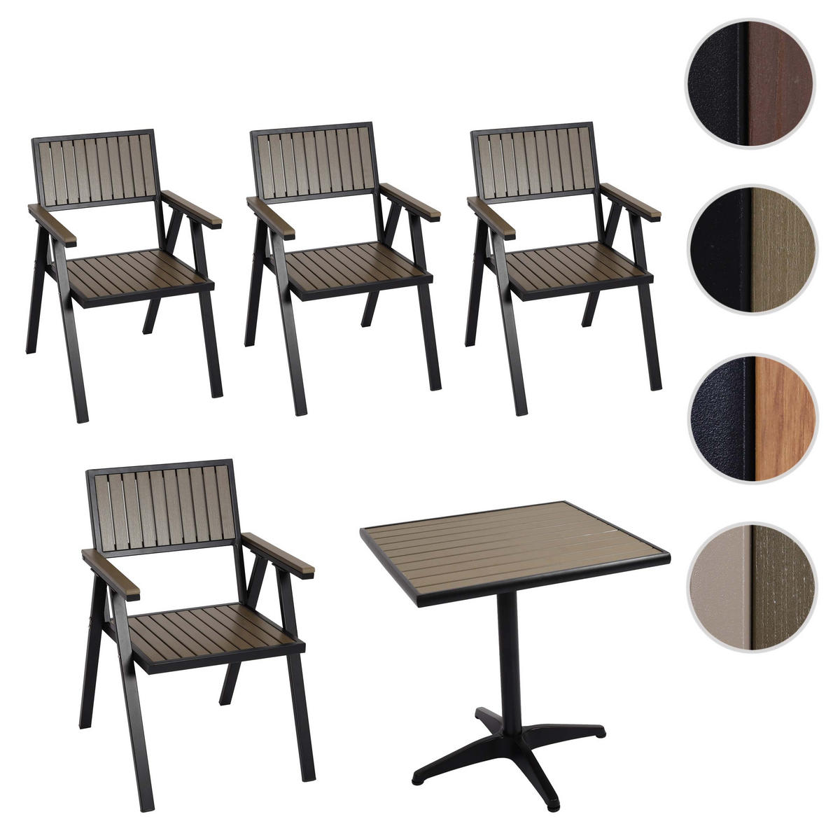 GARTENSTUHL+GARTENTISCH Schwarz, Grau - Schwarz/Grau, Kunststoff - MCW