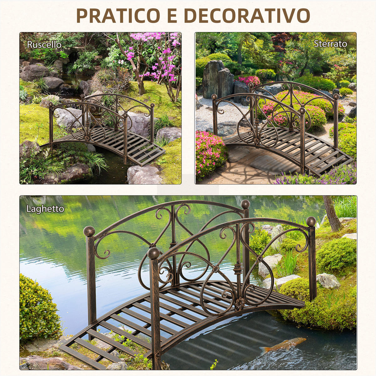 GARTENBRÜCKE,METALL Vintage floral,schwarz - Braun, Metall (99/68/53cm) - Vallsero