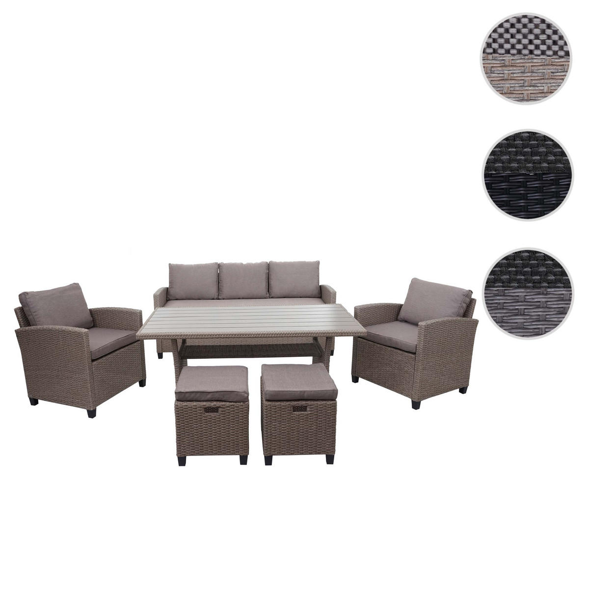 POLY-RATTAN GARNITUR Braun - Braun, Kunststoff - MCW
