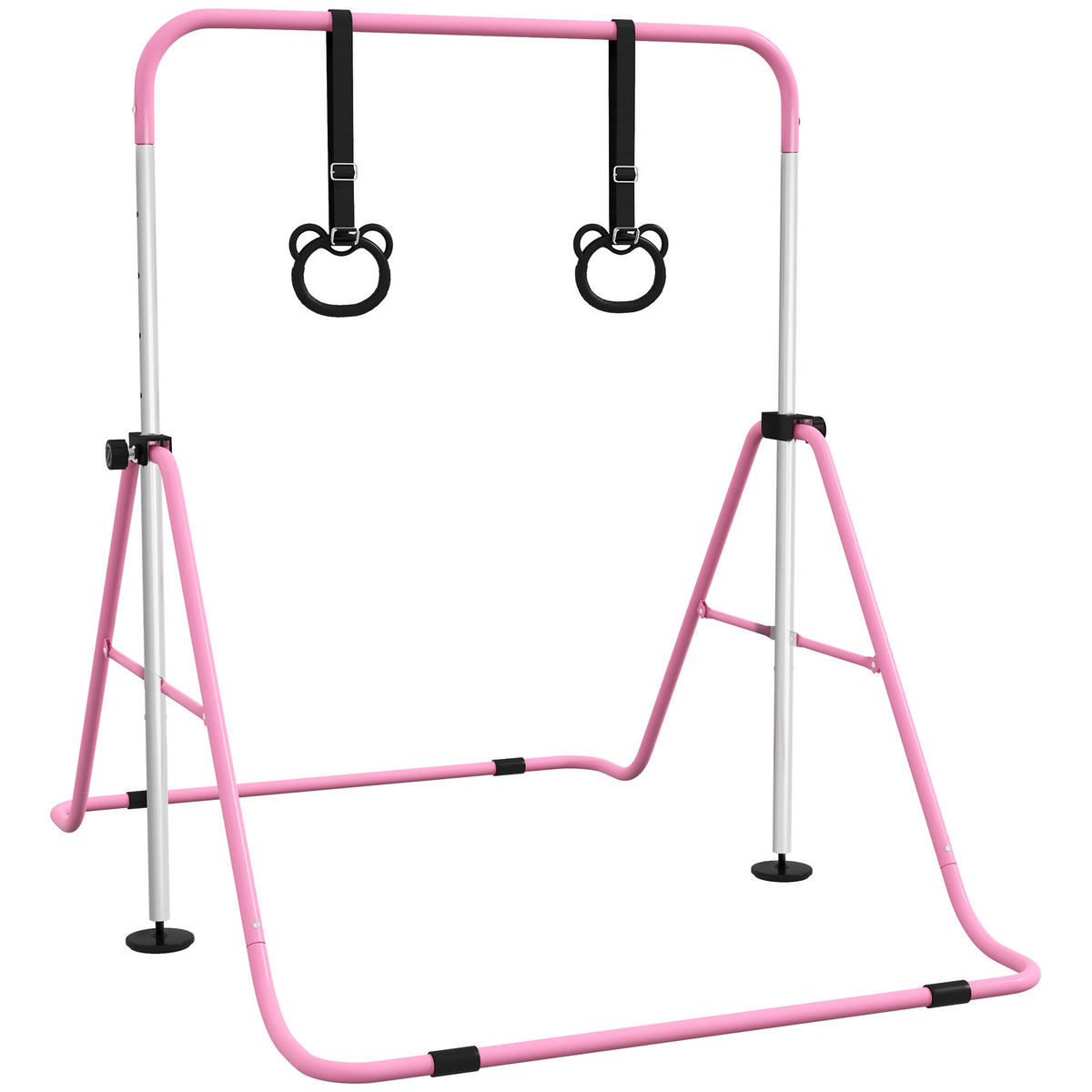 KINDER-TURNBARREN DE-10763 mit Ringen & höhenverstellbar Pink - Pink, Metall (105/148cm) - ComfortXL