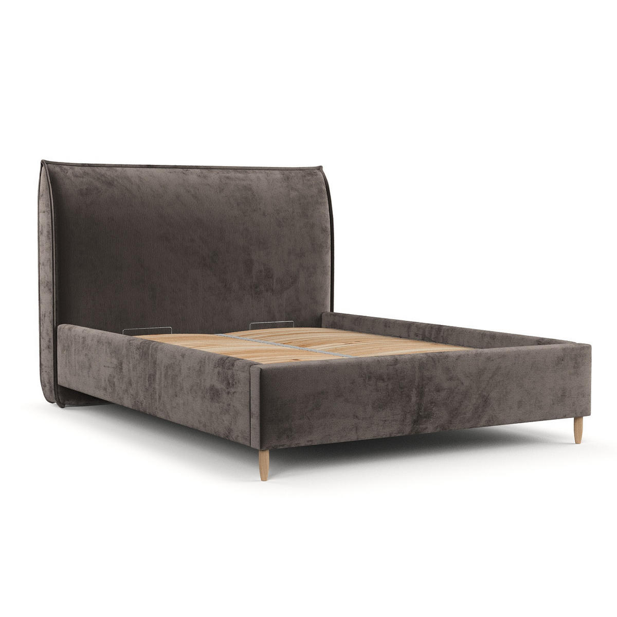 POLSTERBETT Mira 120/200 cm Braun im Lotta Stoff - Naturfarben/Braun, Holz/Holzwerkstoff (120/200cm) - AltaBeds