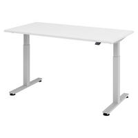 SCHREIBTISCH elektrisch XMST 80/160/74 cm in Weiß/Silberfarben - Silberfarben/Weiß, Holzwerkstoff (80/160/74cm) - bümö