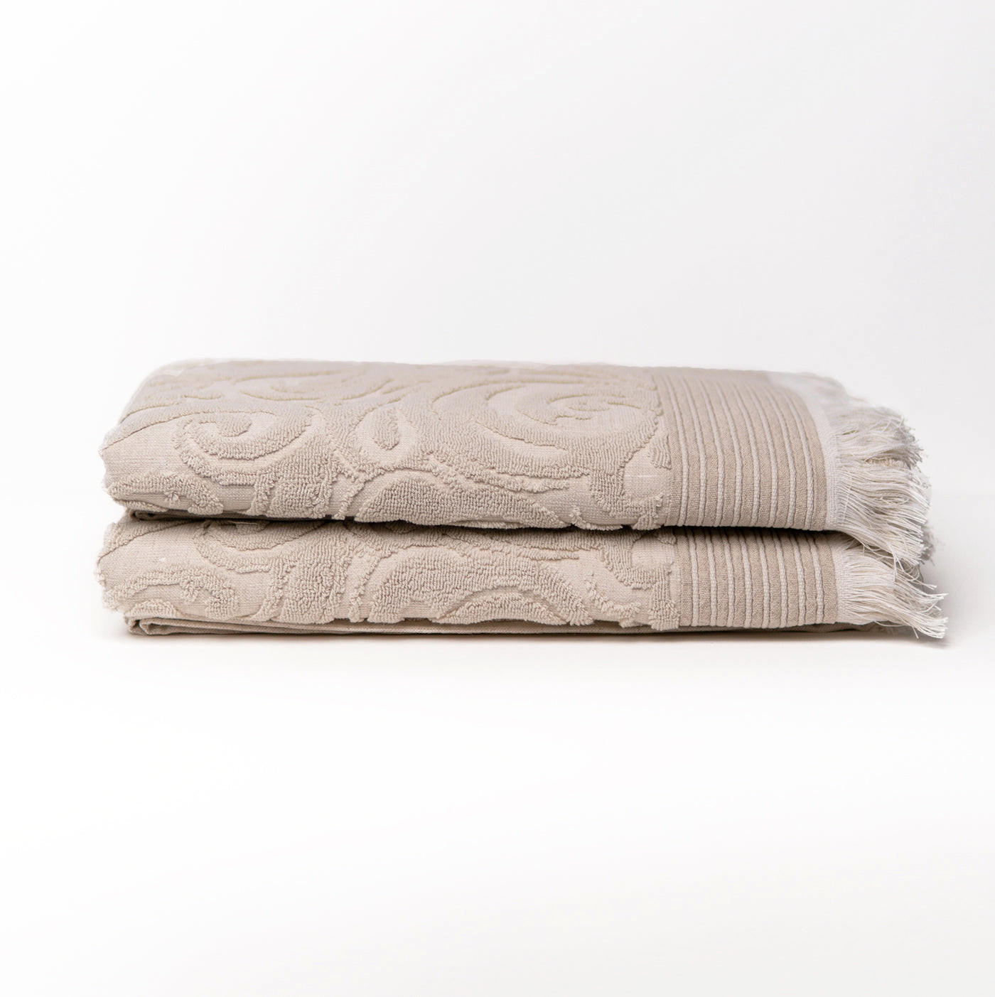 HANDTUCH Harmony 2er Set, 50x100cm, Baumwolle & Leinen, Beige - Beige, Textil (50/100cm) - SOWL