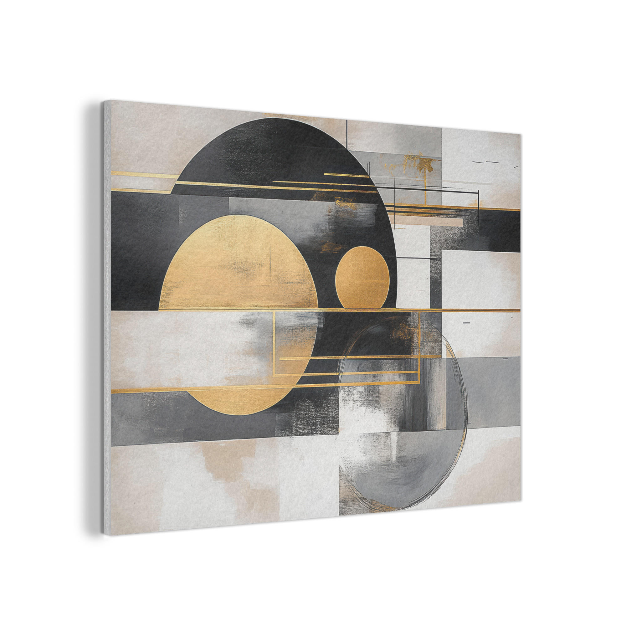 AKUSTIKPANEEL Abstrakt - Gold - Silber - Formen - Ästhetisch - Modern 100x70 cm - Goldfarben, Textil (100/0.9/70cm) - MuchoWow