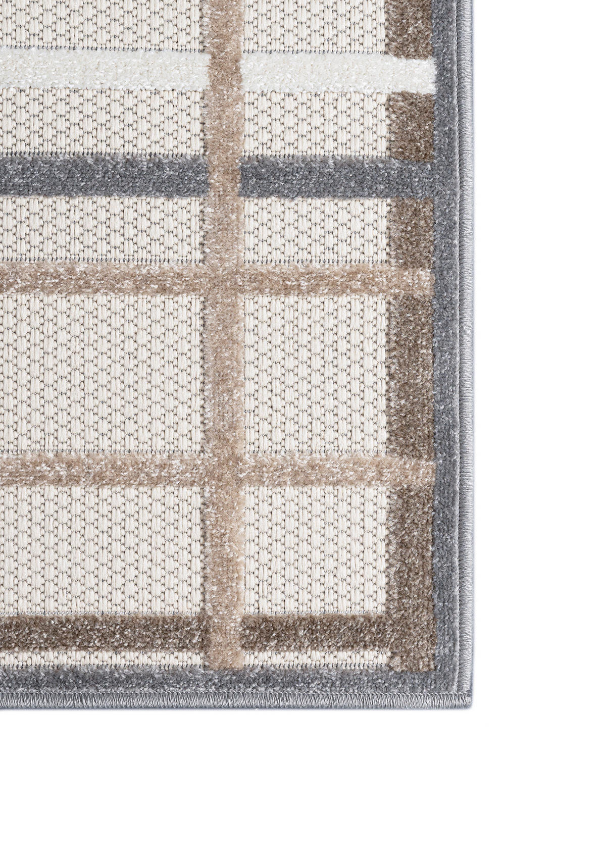 TEPPICH Outdoor Geometrisch Streifen Kurzflor Rechteckig Moderne - 120x170 cm - Creme, Textil (120/170cm) - Mazovia