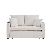 SCHLAFSOFA 139/83/58 cm ausziehbar mit Bettfunktion, Armlehnentaschen und Chenille-Bezug, Beige - Beige, Textil (139/83/73cm) - Redom