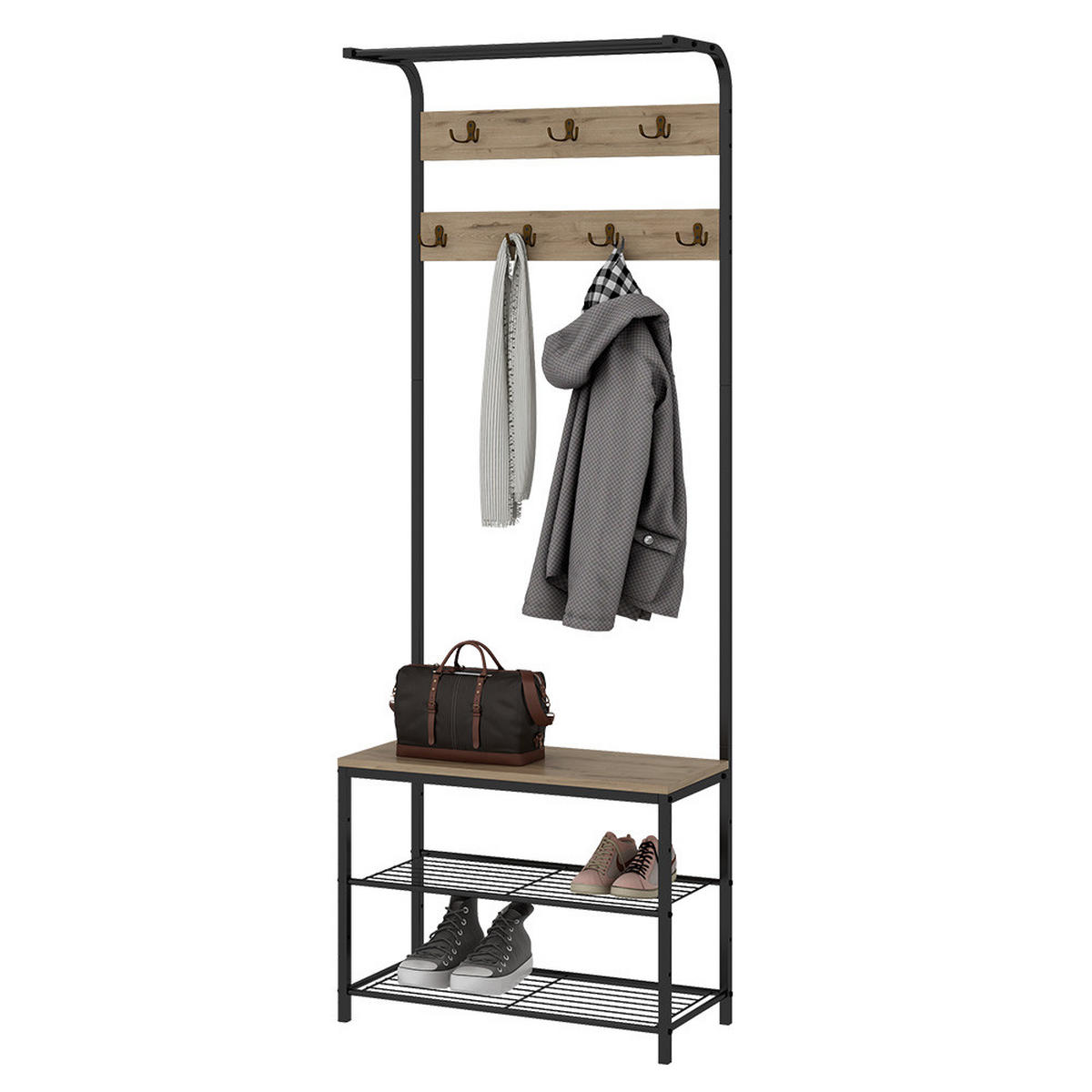 WANDGARDEROBE Fyrk Eiche 70 x 190 cm - Eichefarben/Schwarz, Holzwerkstoff (70/190/30cm) - Vicco