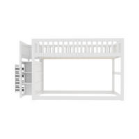 ETAGENBETT Niedriges 140/200 cm weiß mit Staufach und hohem Zaun-Design - Weiß, Holz (140/200cm) - OKWISH