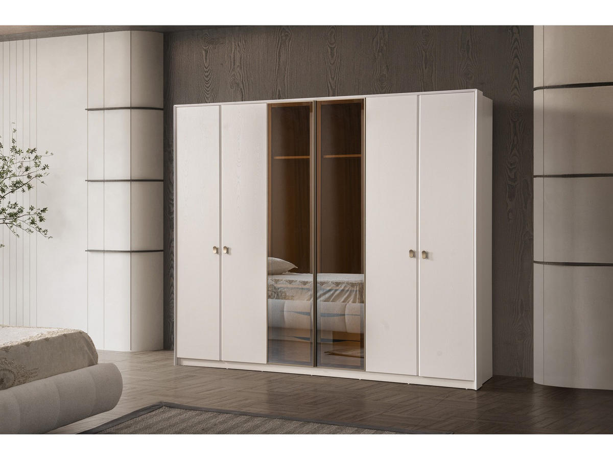 KLEIDERSCHRANK Eos 6 trg. - Beige, Holzwerkstoff (260/223/55cm)