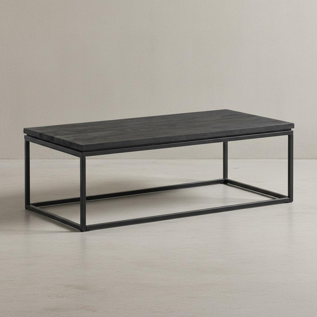 COUCHTISCH aus Mango Massivholz und Metall, Quadratisch, Natürliche Holzmaserung, Schwarz 120 x 60 x 40 cm - Schwarz, Holz/Metall (60/120/40cm) - KADIMA DESIGN