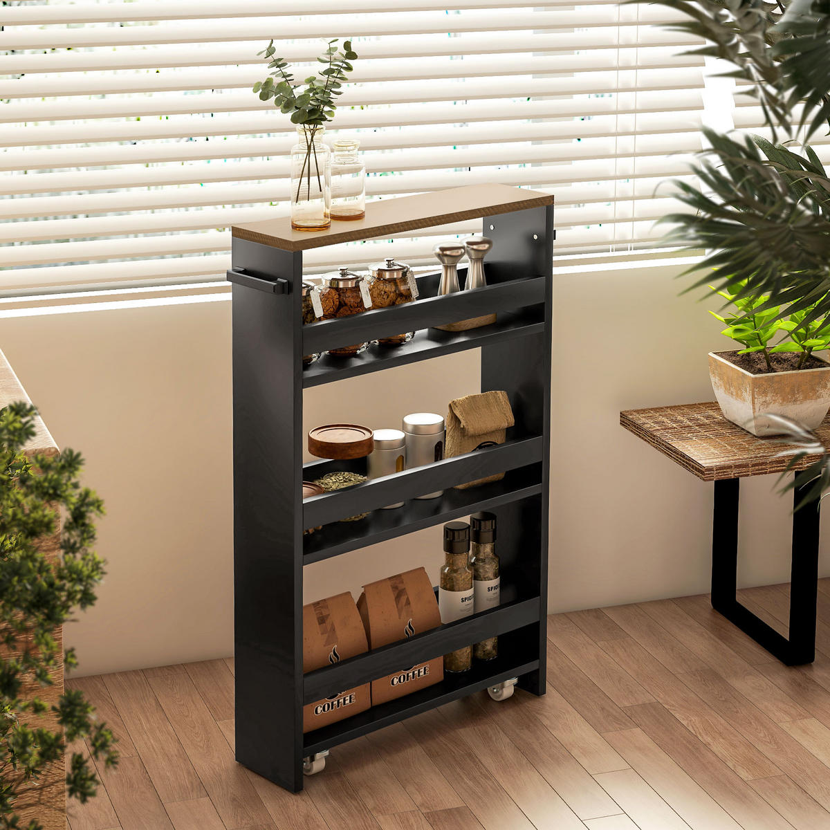 SERVIERWAGEN DE-12421 51,5/13/80 cm - Schwarz, Holzwerkstoff (13/80/51.5cm) - ComfortXL